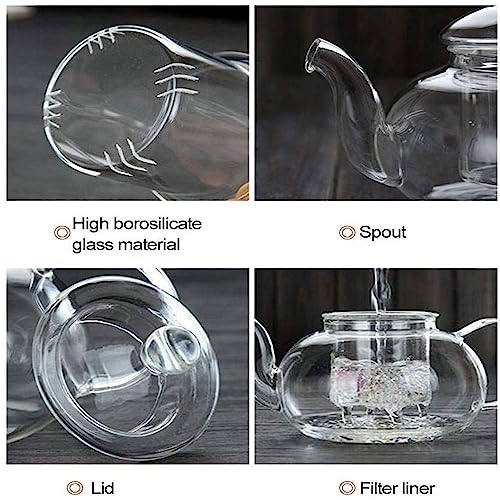 1000ml Removle Glass Filter and Stove Top Safe Borosilicate Glass Teapot